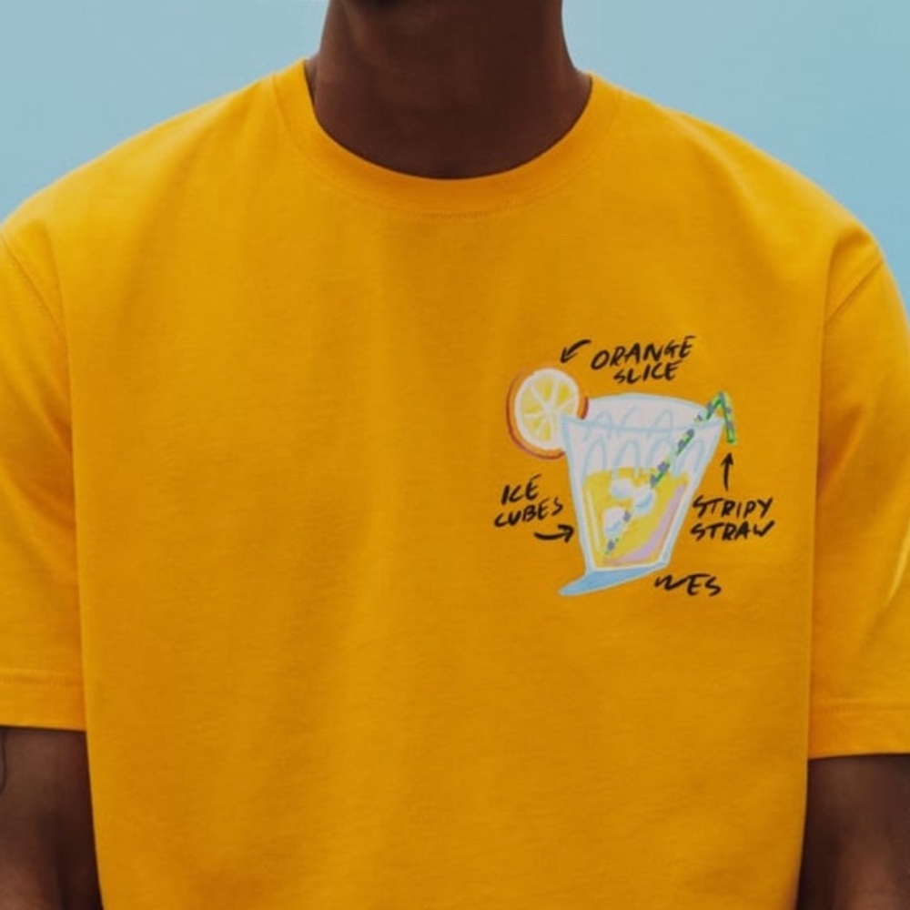 🛍️ Hard to find! Zara Man Wes Robinson Illustrated Orange Slice Drink Tee Shirt